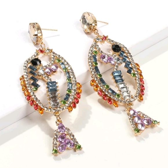 Lana Bean Jewels Jewelry - Gold multi Colored stone fish design fashion style earrings